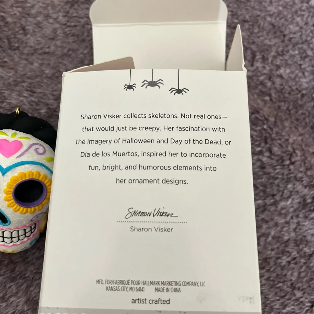 Hallmark Dia De Los Muertos Sugar Skull Ornament with Red Rose